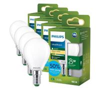 PHILIPS LED UltraEfficient Bombilla P45 E14, 25W equivalentes, Luz Blanca Cálida 2700K, 252lm, EyeComfort, Vida útil de 50.000 horas, Clase energética A, Efecto Mate, 1 ud (Paquete de 4)