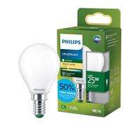 Philips LED UltraEfficient Bombilla P45 E14, 25W equivalentes, Luz Blanca Cálida 2700K, 252lm, EyeComfort, Vida útil de 50.000 horas, Clase energética A, Efecto Mate, 1 ud