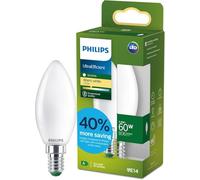 Philips LED UltraEfficient Bombilla Vela B35 E14, 60W equivalentes, Luz Blanca Cálida 2700K, 806lm, EyeComfort, Vida útil de 50.000 horas, Clase energética A, Efecto Mate, 1ud