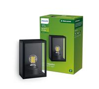 Philips Aplique de pared Alzor exterior cuadrangular negro IP44 máx. 25W (sin bombilla)