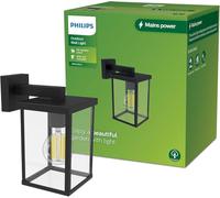 Philips Lighting: Aplique pared Exterior Bellini, formato cuadrangular, negro, max. 25W, resistente a intemperie IP44 (no incluye bombilla)