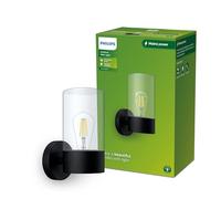 Philips Lighting: Aplique pared Exterior Flareon, formato redondo, negro, max. 25W, resistente a intemperie IP44 (no incluye bombilla)