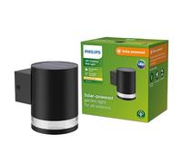 Philips Lighting: Aplique pared Exterior Fyce, alimentación solar, 1.5W, 2700K, negro, resistente a intemperie IP44