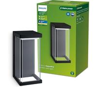 Philips Lighting: Aplique pared Exterior Kyrie, 12W, 2700K luz branca cálida, negro, resistente a intemperie IP44