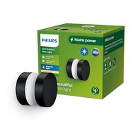 Philips Lighting: Aplique pared Exterior Laven, 6W, 2700K luz branca cálida, negro, resistente a intemperie IP44