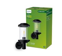 Philips Lighting: Aplique pared Exterior Listra, formato redondo, negro, max. 25W, resistente a intemperie IP44 (no incluye bombilla)