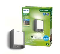 Philips Lighting: Aplique pared Exterior Ultraeficiente Arbour, 3.8W, 2700K, Antracita, con sensor movimiento, resistente intemperie IP44
