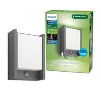 Philips Aplique LED de pared exterior Arbour ultraeficiente 3,8W 2700K sensor movimiento Antracita IP44