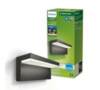 Philips Lighting: Aplique pared Exterior Ultraeficiente Bustan, 3.8W, 2700K, Antracita, resistente intemperie IP44