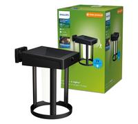 PHILIPS Lighting: Aplique pared Exterior Ultraeficiente Camill, alimentación solar, formato redondo, 1.4W, 3000K, negro, frosted, sensor movimiento, resistente intemperie IP44