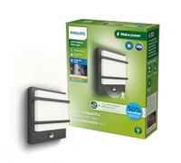 Philips Aplique de pared exterior Petronia Ultraeficiente 3.8W 2700K sensor movimiento IP44 Antracita