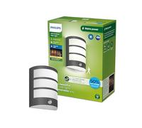 Philips Lighting: Aplique pared Exterior Ultraeficiente Python, 3.8W, 2700K, Antracita, con sensor movimiento, resistente intemperie IP44