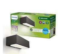 Philips Lighting: Aplique pared Exterior Ultraeficiente Stratosphere, 3.8W 4000K luz blanca neutra, Antracita, resistente intemperie IP44