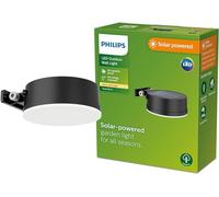 Philips Lighting: Aplique pared Exterior Vynce, alimentación solar, formato redondo, 1.5W, 2700K,negro, resistente a intemperie IP44
