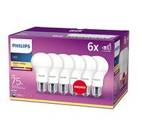 Philips Lighting - Bombilla LED 75W estándar E27 luz blanca cálida 230V, mate, no regulable, 6 Unidad (Paquete de 1)