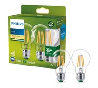 Philips Lighting Bombilla LED Ultraeficiente Filamento, 2.3 W Equivalente a 40 W, E27 A60, Luz Cálida, 2700VK, Eficiencia Energética A, no regulable, Juego 2 unidades