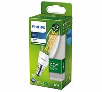 Philips Lighting - Bombilla Led Ultraeficiente filamento 2,3w (Eq. 40w) E14 vela, Luz Cálida (3000K) - Et. Energética A