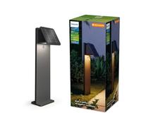 Philips Lighting Lámpara de Pedestal Solar, Negra | Luz Blanca Cálida 2700 K, Luminosidad Dual, Anochecer a Amanecer, 400 lm, 3,6 W, Para Exterior (IP44), 128 x 142 x 463 mm