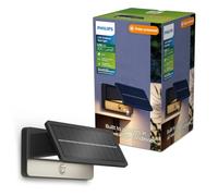 Philips Lighting Tavenlor Aplique Mural Solar, Negro | Luz Blanca Cálida 2700 K, Dual, Anochecer a Amanecer, 400 lm, 3,6 W, Luz Solar Exterior (IP44), Negro, 171 x 97 x 90 mm