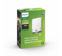 Philips myGarden Raccoon - Aplique, iluminación exterior, con sensor de movimiento, LED, luz blanca cálida, IP44, color gris