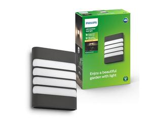 Philips myGarden Raccoon - Aplique, iluminación exterior, sin sensor de movimiento, LED, luz blanca cálida, IP44, color antracita