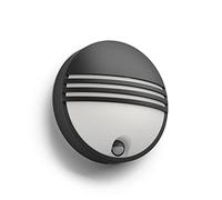 Philips myGarden Yarrow - Aplique de pared con sensor de movimiento, iluminación exterior, 1 x 6 W, resina, blanco cálido, color negro