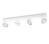 Philips myLiving Clockwork - Barra de focos, LED, 4 luces, iluminación interior, 2700 K, 50 W, aluminio, color blanco