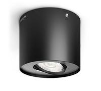 Philips Foco LED myLiving Phase – 1 luz, acabado cepillado, luz blanca cálida, IP20, negro