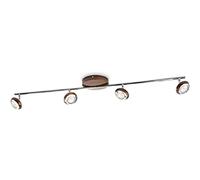 Philips myLiving Sepia - Barra de focos, LED, 4 luces, luz blanca cálida, 15000 h, color marrón