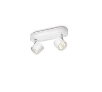 Philips myLiving Star - Barra de focos, LED, 2 luces, aluminio, luz blanca cálida, 3 W, color blanco