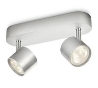Philips myLiving Star - Barra de focos, LED, 2 luces, aluminio, luz blanca cálida, 3 W, color gris