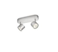 Philips myLiving Star - Barra de focos, LED, 2 luces, aluminio, luz blanca cálida, 3 W, color gris