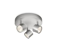 Philips myLiving Star - Barra de focos, LED, 3 luces, aluminio, luz blanca cálida, 3 W, color gris