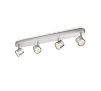 Philips myLiving Star - Barra de focos, LED, 4 luces, aluminio, luz blanca cálida, 3 W, color gris