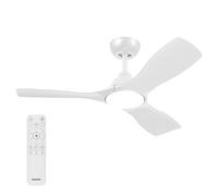 Philips Olas Plafón LED con Ventilador de Techo 30W+24W Blanco | Luz Blanca Regulable, Mando a Distancia Incluido, Flujo de Aire Silencioso de 2 Direcciones, 6 Velocidades, Aspas Fijas