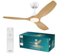 Ventilador LED Philips Olas, Ø 132 cm, marrón/blanco, CCT