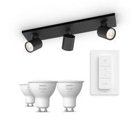 Philips Pack: X3 Focos Philips Runner (negro) + 3 Bombillas Hue Gu10 Luz Blanca Cálida + Mando