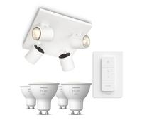 Philips Pack: X4 Focos Philips Runner (blanco) + 4 Bombillas Hue Gu10 Luz Blanca Cálida