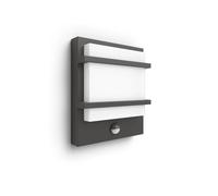 Philips Aplique de pared exterior Petronia Ultraeficiente 3.8W 2700K sensor movimiento IP44 Antracita