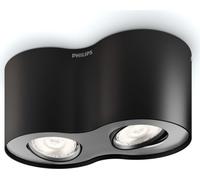 Philips Phase, foco LED regulable de doble luz direccional, focos, bombillas no reemplazables, 2 bombillas, LED, 9W, negro