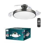 Philips Plafón LED y Ventilador de Techo Retráctil Níquel con Mando a Distancia