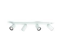 Philips Pongee barra de 4 focos blanca casquillo GU10, cabezal ajustable, sin bombilla