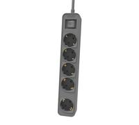 Philips Regleta CHP2154G/10 - Regleta de 5 Enchufes, Cable de 1.5 Metros, Interruptor Principal, Cierre de Seguridad Automático, Indicador LED de Alimentación - Color Gris