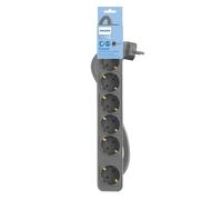 Philips Regletas CHP2164G - Regleta de 6 Enchufes, Cable de 1.5 Metros, Interruptor Principal, Cierre de Seguridad Automático, Indicador LED de Alimentación - Color Gris