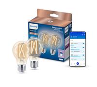 Philips Smart Lighting, Bombilla de Filamento LED A60 E27 Inteligente, E27, 806 lm, Blanco Ajustable 2700 K-6500 K, Regulable Baja, Connected by WiZ, Alexa, Google Home, Apple Home