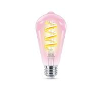 Philips Smart Lighting, Bombilla de Filamento LED RGB ST64 Inteligente, E27, 470 lm, Color y Blanco Ajustable 2200 K-6500 K, Regulable Baja, Connected by WiZ, Alexa, Google Home, Apple Home