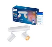 Philips Smart Lighting Foco GU10, 2 Uds., Blanco | Color y Blanca Ajustable 2200 K-6500 K, Plafón, Smart LED, 345 lm x2, Regulable Baja, Connected by WiZ, Hogar Inteligente