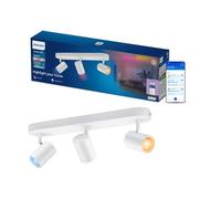Philips Smart Lighting Foco GU10, 3 Uds., Blanco | Color y Blanca Ajustable 2200 K-6500 K, Plafón, Smart LED, 345 lm x3, Regulable Baja, Connected by WiZ, Hogar Inteligente
