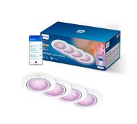 Philips Smart Lighting Kit Bombillas GU10, Pack de 4, Luz Blanca Ajustable y de Color, Solución Total, Cabezal Inclinable, Regulable, Control por App y Voz, Blanco