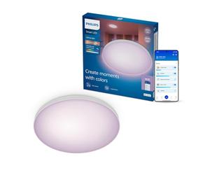 Philips Smart Lighting Plafón LED de Techo, Redondo, 37,5 cm | Color y Blanco Ajustable, 2200 K-6500 K, Smart LED, 24 W, 2600 lm, Regulable Bajo, Connected by WiZ, Hogar Inteligente